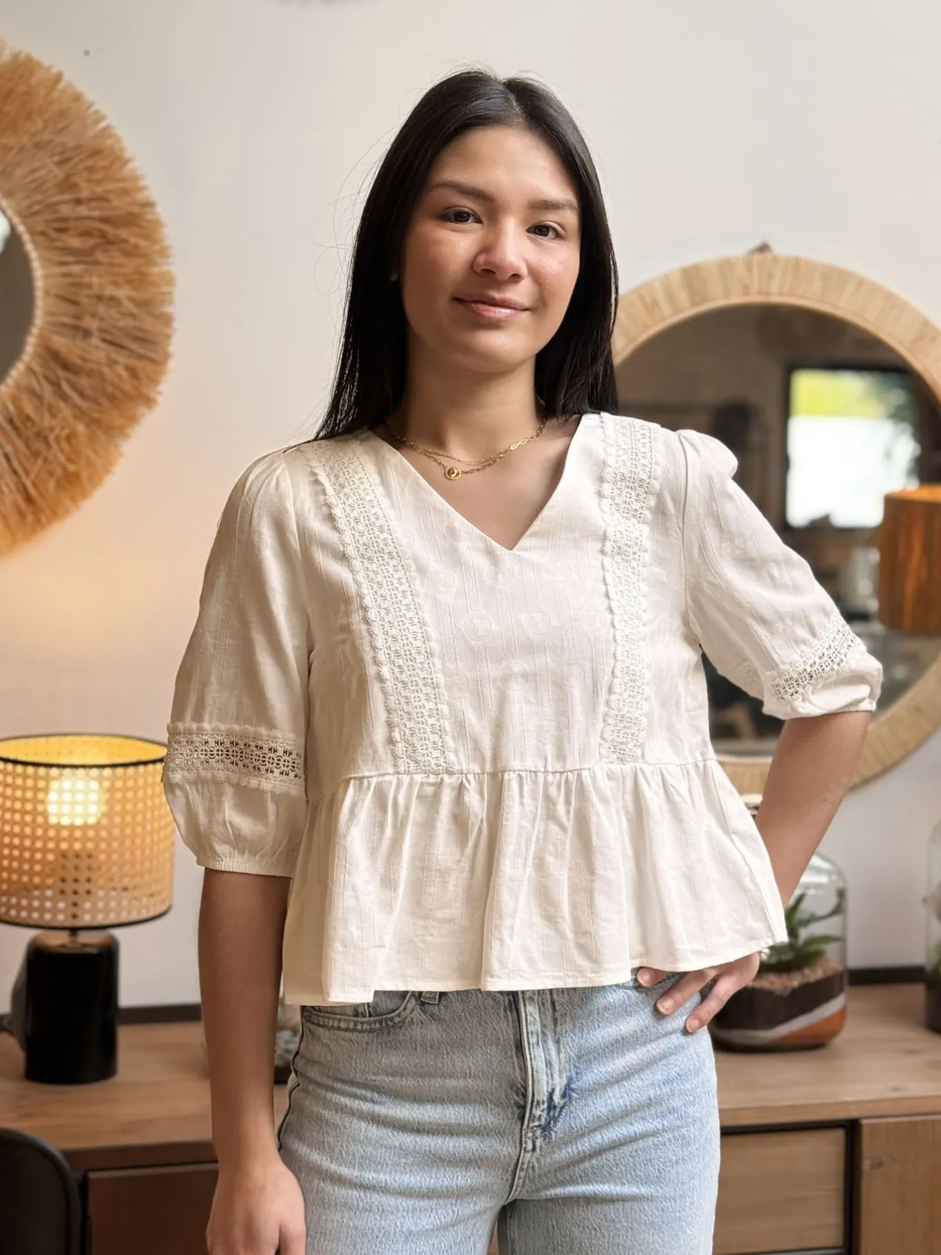 Tops, Blouses Et Chemises*Mademoiselle Marcelle Blouse Alice Blanc