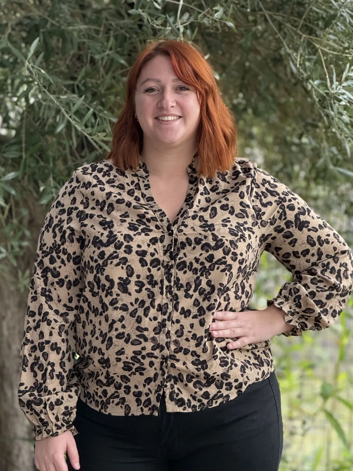 Curvy ❤️ | Léopard 🐆🌸*Mademoiselle Marcelle Blouse Rosalie Taupe