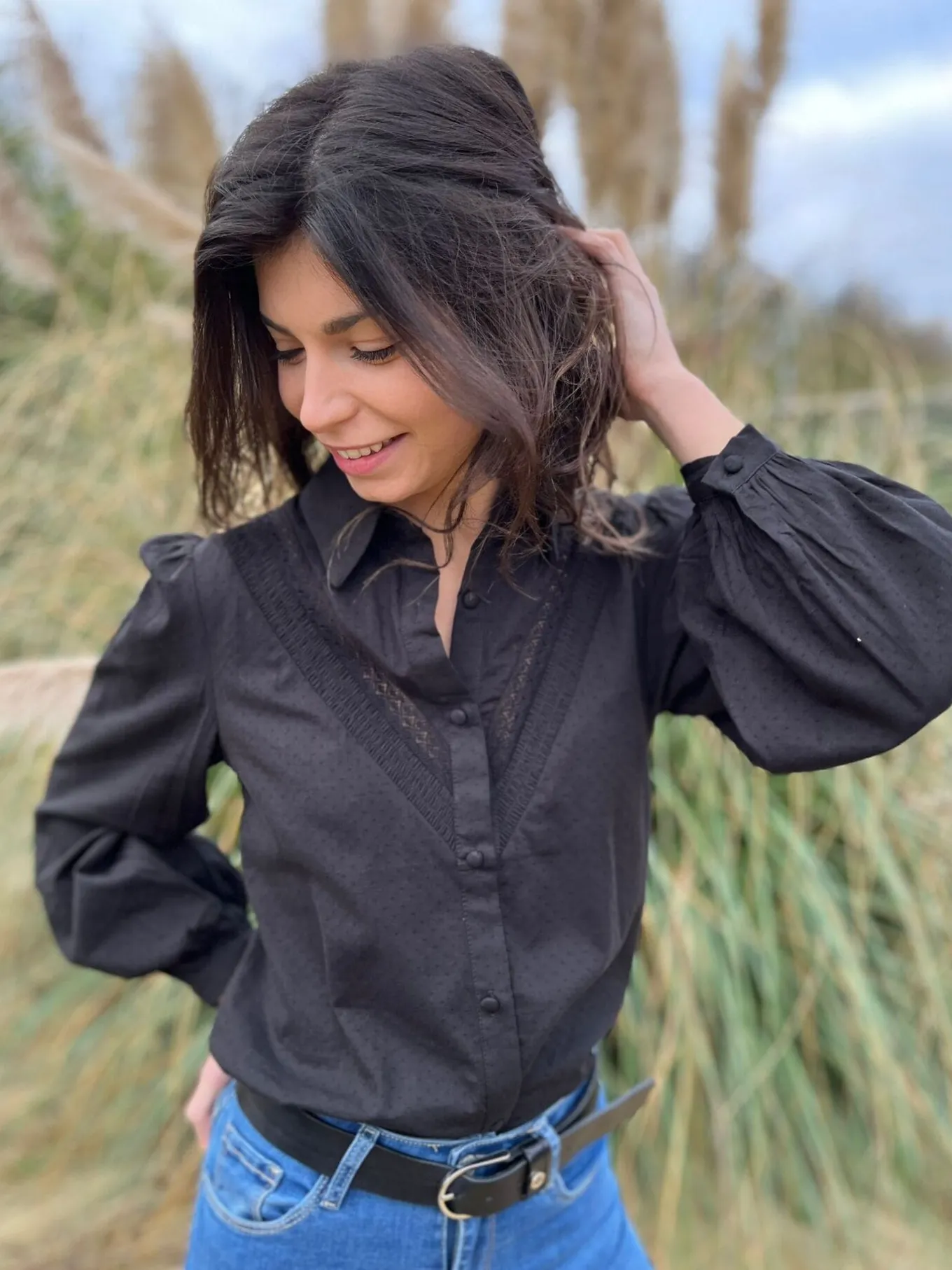 Tops, Blouses Et Chemises*Mademoiselle Marcelle Chemisier Marelle Noir