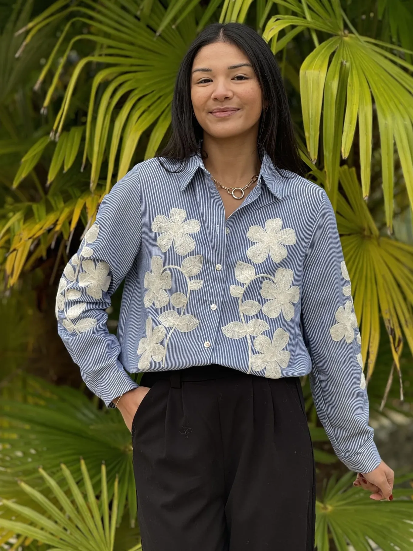 Tops, Blouses Et Chemises*Mademoiselle Marcelle Chemisier Romane Bleu