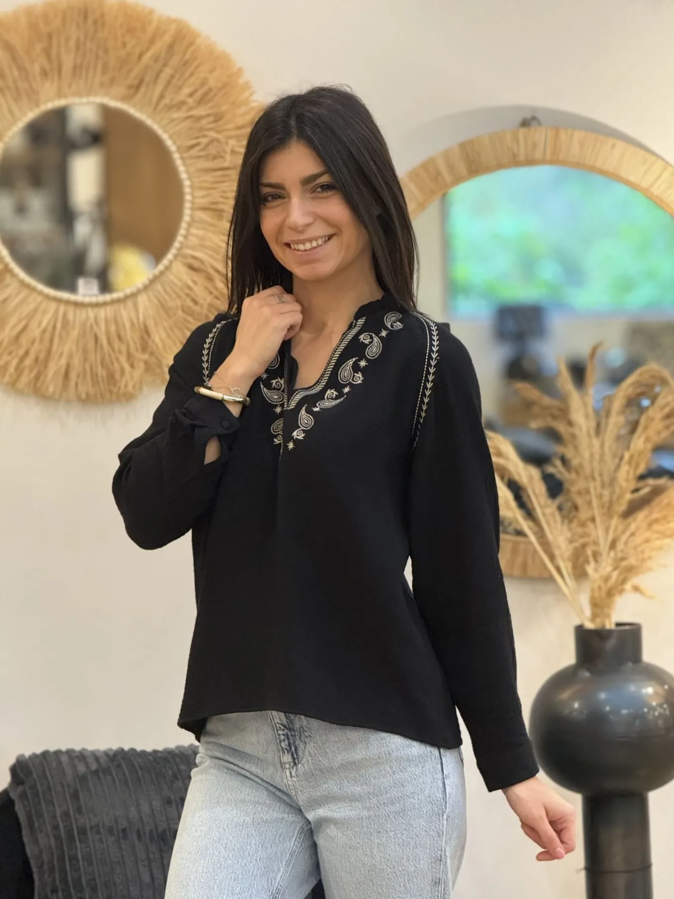 Tops, Blouses Et Chemises*Mademoiselle Marcelle Chemisier Wendy Noir