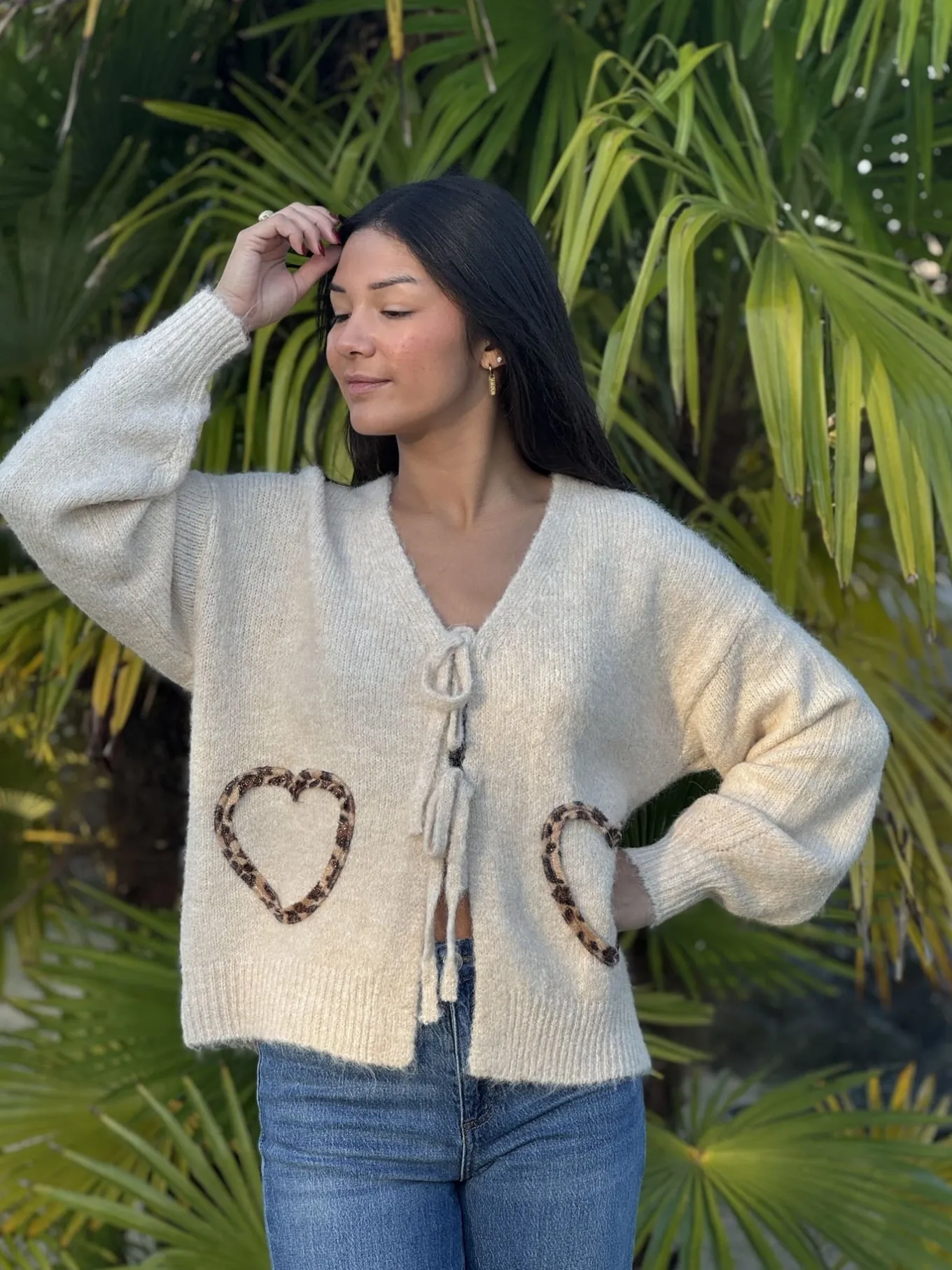 Léopard 🐆🌸 | Gilets Et Pulls*Mademoiselle Marcelle Gilet Belle Écru