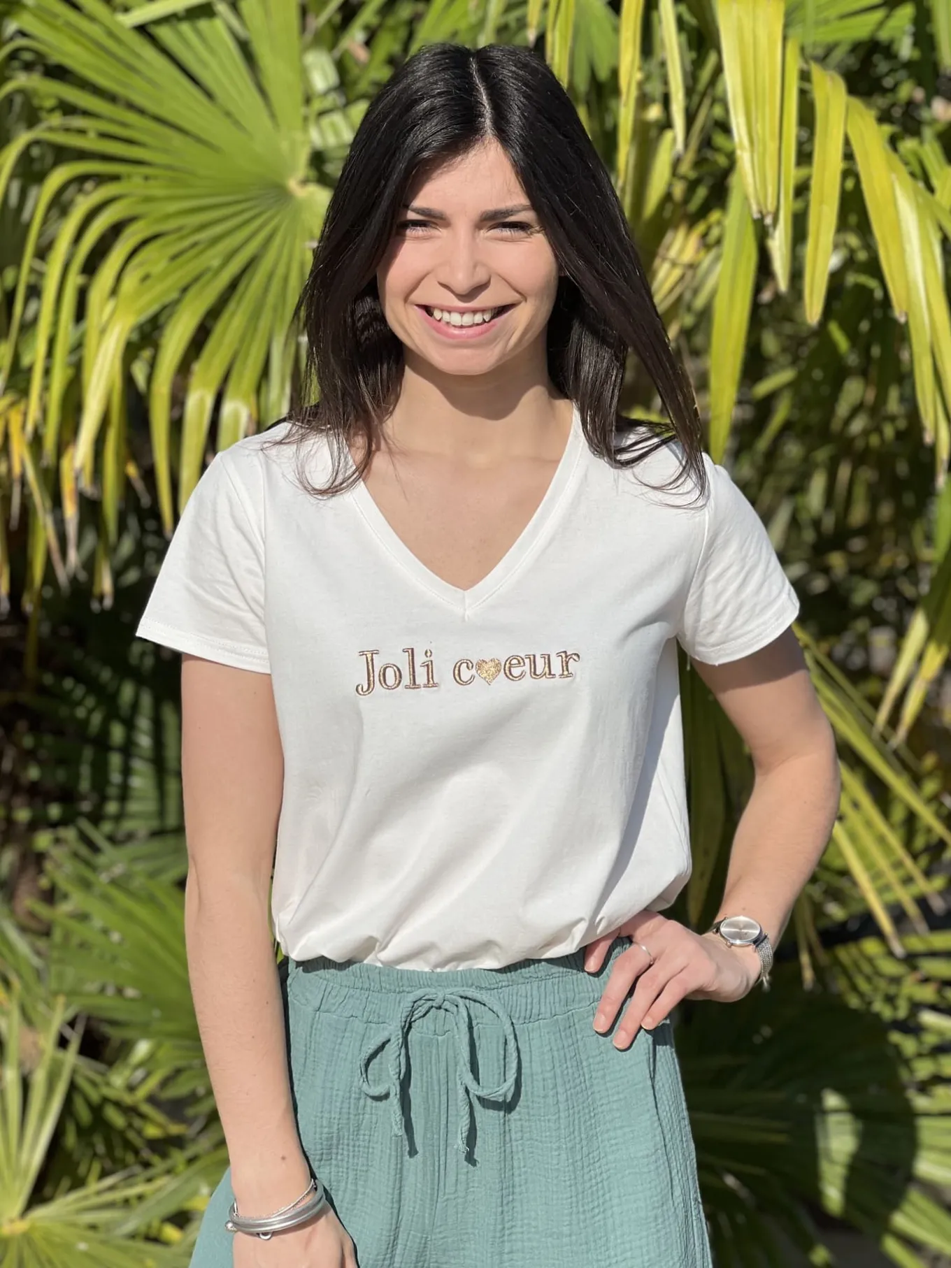 Tee-Shirts*Mademoiselle Marcelle Tee shirt Joli Coeur Blanc