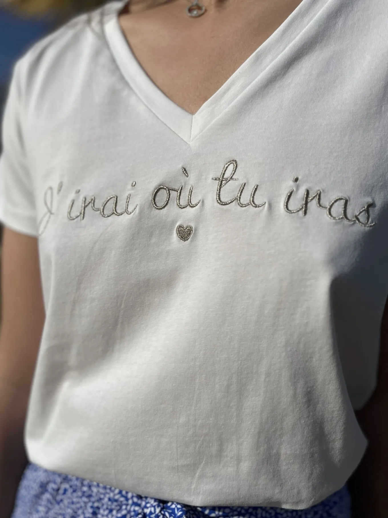 Curvy ❤️ | Tee-Shirts*Mademoiselle Marcelle Tee-shirt J'irais où tu iras Blanc Gold