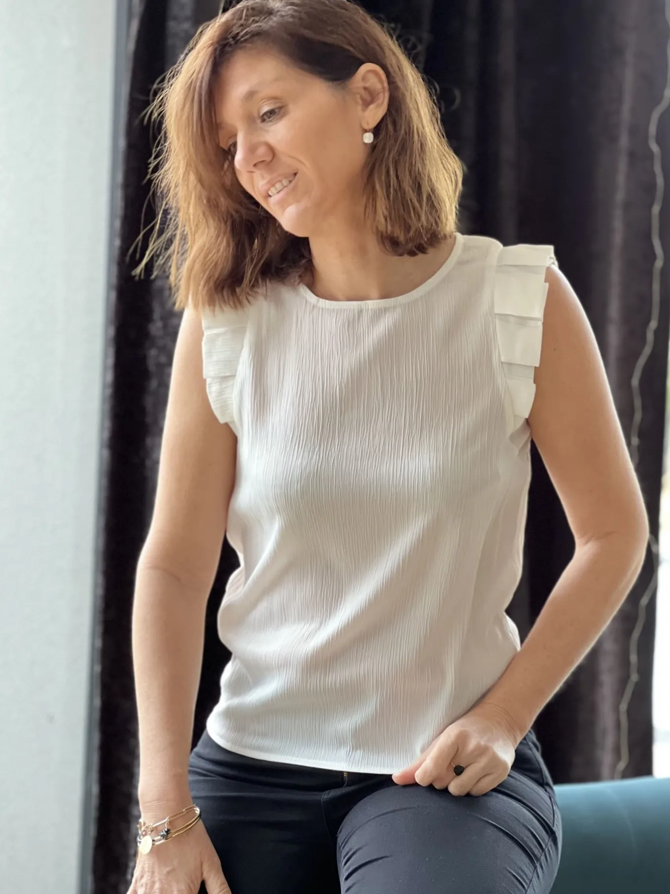 Tops, Blouses Et Chemises*Mademoiselle Marcelle Top Jeanne Blanc