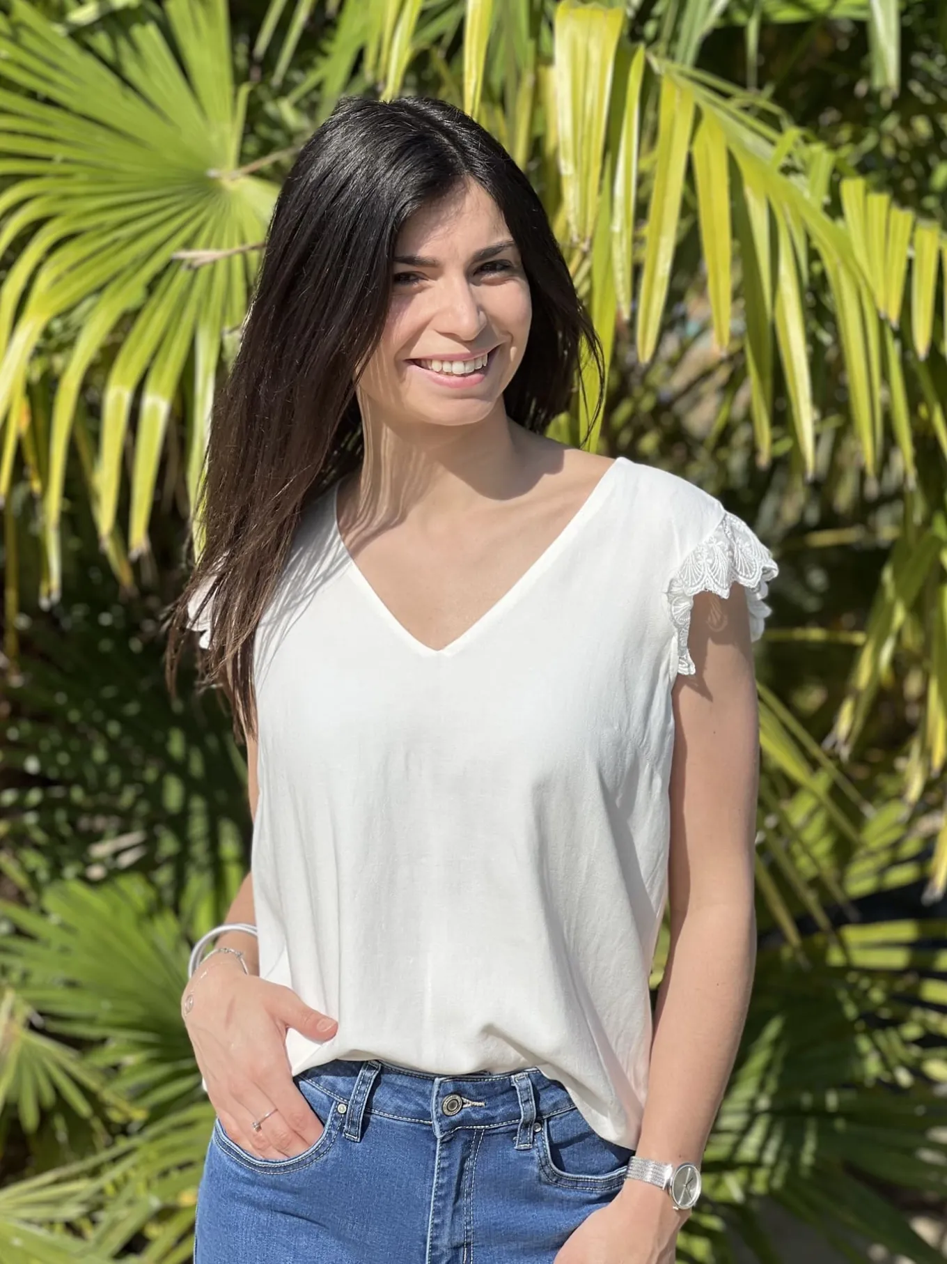 Tops, Blouses Et Chemises*Mademoiselle Marcelle Top Laetitia Blanc